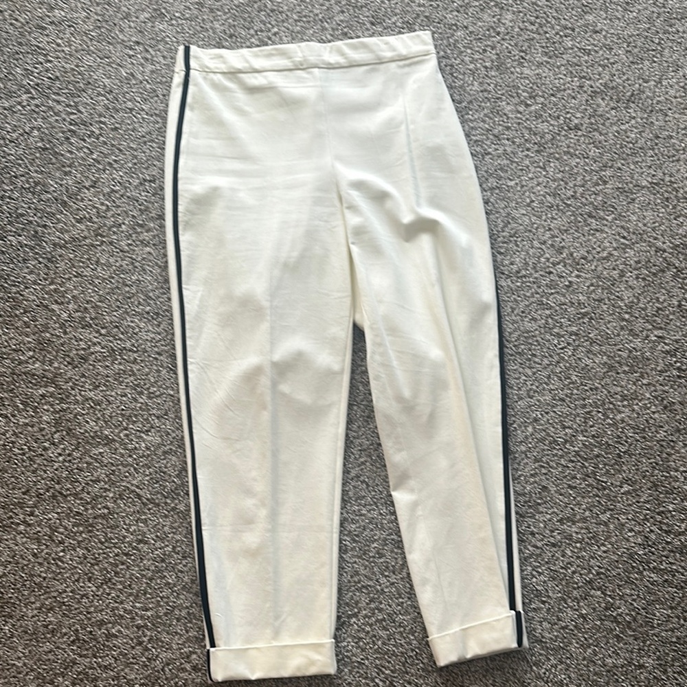 White Pants with Black Side Stripes